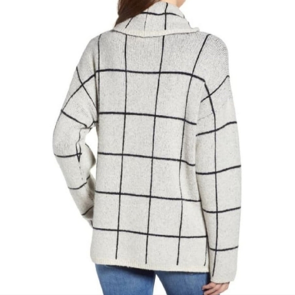Madewell Windowpane Wool Angora Blend Turtleneck Oversized Boxy Sweater Small - Picture 2 of 10